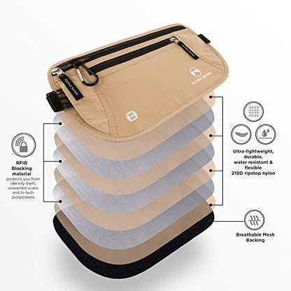 Alpine Rivers Money Belt for Travel - RFID Hidden Wallet, Sahara Sand - color: Sahara Sand