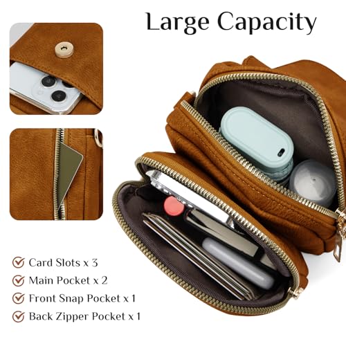 Fashion Small Crossbody Bags for Women Trendy Designer Cell Phone Purses | Adjustable Straps,with Card Holder,Detachable Wristlet Strap,small Cross Body Bag for Woman,Mini Bags,Travel Purse,Work,Gym - color: Brown