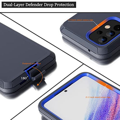Compatible with Samsung Galaxy A53 5G Case, with Belt Clip Holster Heavy Duty Rugged Shockproof Full Body Protection Kickstand Phone case for Samsung Galaxy A53 5G (Blue) - color: Blue
