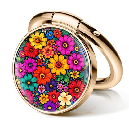 Cell Phone Ring Holder, Cute Metal Phone Grip Stand Finger Ring Kickstand, Flexible 360°Rotation Phone Tablet Case Accessories Compatible with Most Phones Boho Colorful Flowers - color: Boho Colorful Flowers