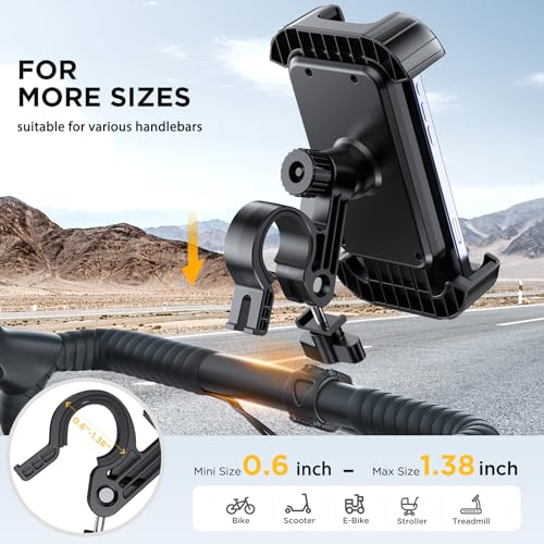 Miracase Bike Phone Holder - [Anti Shake] Motorcycle phone Mount, Phone Holder for Bike, Bicycle Phone Mount Handlebar Cell Phone Holder -[Silicone Wrapped] Scooter Bike Accessories for iPhone Samsung