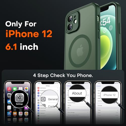 TOCOL for iPhone 12 Case, Compatible with MagSafe, Alpine Green - color: Alpine Green, size: Iphone 12