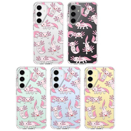 MOSNOVO Case for Samsung Galaxy S24 FE, [Buffertech 6.6ft Military-Grade Drop Protection] [Anti Peel Off Tech] Clear TPU Bumper Phone Case Cover Design - Pink Axolotl - color: Clear - Pink Axolotl, size: Samsung Galaxy S24 FE