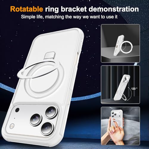 SKYLMW Compatible with iPhone 17 Pro Case with Stand,Translucent | iPhone 17 Pro Phone Case 6.3",Magnetic Ring Stand,Compatible with MagSafe,Military-Grade Protection,Great Grip Feeling - color: Translucent, size: Iphone 17 Pro