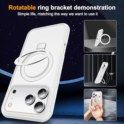 SKYLMW Compatible with iPhone 17 Pro Case with Stand,Translucent | iPhone 17 Pro Phone Case 6.3",Magnetic Ring Stand,Compatible with MagSafe,Military-Grade Protection,Great Grip Feeling - color: Translucent, size: Iphone 17 Pro