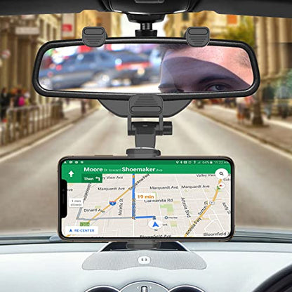 Cellet Vehicle Rear View Mirror Phone Holder Mount Universal Smartphone Cradle Compatible to iPhone 14 Pro Max Mini SE 13 12 11 XR XS Galaxy Z Flip Z Fold S22 S21 S20 S10 Google Map GPS Navigation - style: Style 3