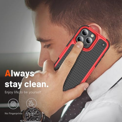 Designed for iPhone 16 Pro Max Case 2 in 1 Gift Militay Grade Drop Protective Rugged Heavy Duty Cover Shockproof Case for iPhone 16 Pro Max Phone Case for Women Men Boy Girl (Red) - color: Red