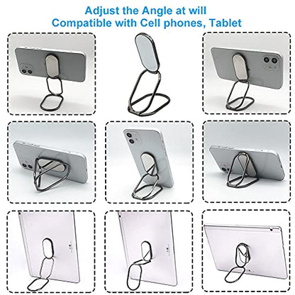 Cell Phone Ring Holder Finger Kickstand, CLZWiiN Foldable 360° Rotation Cellphone Stand for Desk, Office Desktop, Magnetic Car Mount, Metal Multi-Angle for Phone Back Grip (Gun Black) - color: Gun Black