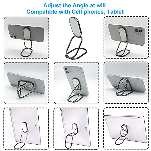 Cell Phone Ring Holder Finger Kickstand, CLZWiiN Foldable 360° Rotation Cellphone Stand for Desk, Office Desktop, Magnetic Car Mount, Metal Multi-Angle for Phone Back Grip (Gun Black) - color: Gun Black