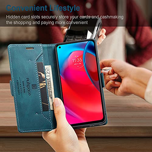 HAII Case for Moto G Stylus 5G 2021,PU Leather Folio Flip Wallet Case with Card Holster Stand Kickstand Magnetic Closure Shockproof Phone Cover for Motorola Moto G Stylus 5G 2021 (Blue) - color: Blue