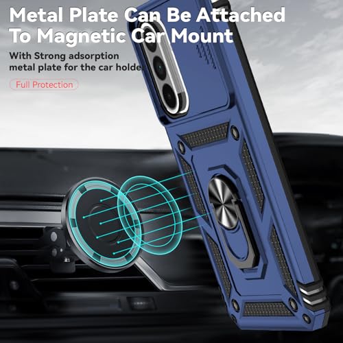 for Samsung Galaxy A36 5G Case with Slide Camera Cover HD Screen Protector [Military Grade 16ft. Drop Tested] Magnetic Ring Holder Kickstand Protective Phone Case for Galaxy A36 5G 2025, Navy Blue - color: Navy Blue w/ Slide Camera 2nd gen. Military Grade