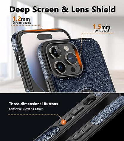 WTCASE Magnetic for iPhone 15 Pro Max Leather Case,Built-in Invisible Stand [Compatible with Magsafe] Protective Slim Kickstand Phone Cover Compatible with iPhone 15 Pro Max (2023) 6.7" (Blue) - color: Blue, size: iPhone 15 Pro Max-6.7"