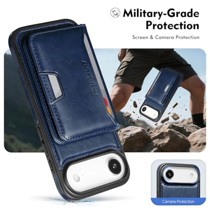 Antsturdy Compatible with MagSafe iPhone 17 Air Wallet Case,Blue | 2 in 1 Detachable Magnetic,Credit Card Holder Slots,RFID Blocking,PU Leather,Kickstand,Flip Folio Phone Cover for Men & Women - color: Blue, size: iPhone 17 Air - 6.5"