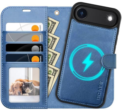OCASE for iPhone Air Detachable Wallet Case with Card Holder, 2 in 1 PU Leather Flip Folio with RFID Blocking Stand Wrist Strap Shockproof Phone Cover 6.5 Inch 2025, Light Blue - color: Light Blue, size: iPhone Air