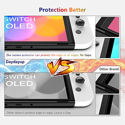 daydayup [4 Pack] Tempered Glass Screen Protector Compatible with Nintendo Switch OLED Model 2021 - with [Alignment Frame] Transparent HD Clear Screen Protector for Accessories & Console - size: 7"
