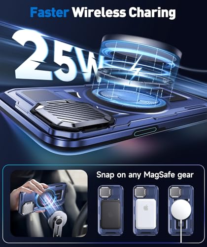 DASFOND Shield Series for iPhone 12/12 Pro Case with Camera Stand Cover [Compatible with MagSafe] Full Body Military Shockproof Protection Heavy Duty Rugged Magnetic Phone Case iPhone 12/12 Pro, Blue - color: Blue, size: Camera Stand iPhone 12/12 Pro