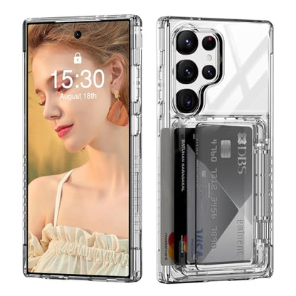 ACANDYA for Samsung Galaxy S25 Ultra Case Wallet Clear with Card Holder Protective Shockproof Anti-Scratch Anti-Yellow Heavy Duty Protection Cover for Samsung Galaxy S25 Ultra Transparent - size: for Galaxy S25 Ultra