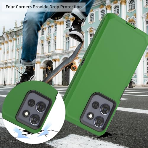 Rugged Phone Case for Moto G Power 5G 2025/Moto G Play 2025, with Belt Clip Holster & Kickstand Heavy Duty Shockproof Protective Full Body Case (Green+Black) - color: Green+Black