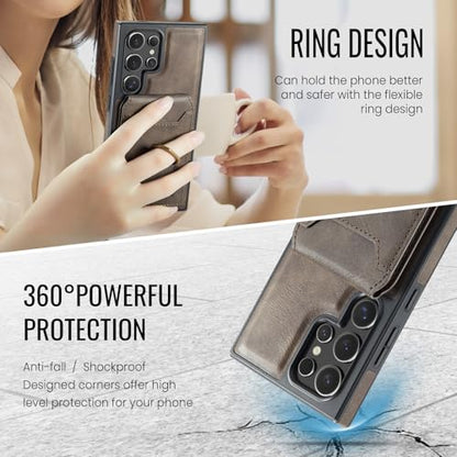 for Samsung Galaxy S26 Ultra 2 in 1 Detachable Card Bag Wallet Case Durable Leather Wallets Magnetic Card Holder 4 Card Slots Ring Stand RFID Blocking Coffee - color: Coffee, size: Samsung Galaxy S26 Ultra