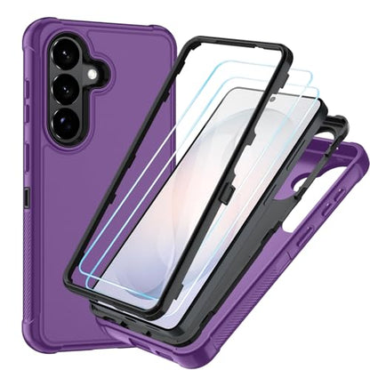 for Samsung Galaxy S26 Case with HD Screen Protector, 3-Layer Military Grade Shockproof Full Body Protection, Heavy Duty Hybrid Protective Phone Cover(Lilac Purple/Black) - color: Lilac Purple/Black