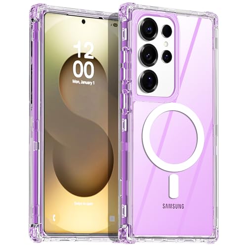 AICase for Samsung Galaxy S25 Ultra Case,Clear Built for MagSafe,3 in 1 Heavy Duty Drop Protection Rugged Shockproof/Drop/Dust Proof 3-Layer Protective Durable Magnetic Cover for S25 Ultra 6.9"_3 - color: Purple with Magsafe