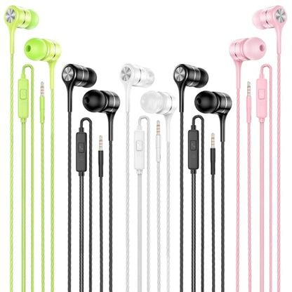 LWZCAM Wired Earbud 5 Pack with 3.5mm Stereo Headphones with Microphone - color: Black