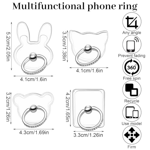 4PCS Transparent Phone Ring Grip Clear Phone Ring Holder Grips - style: B