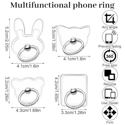 4PCS Transparent Phone Ring Grip Clear Phone Ring Holder Grips - style: B