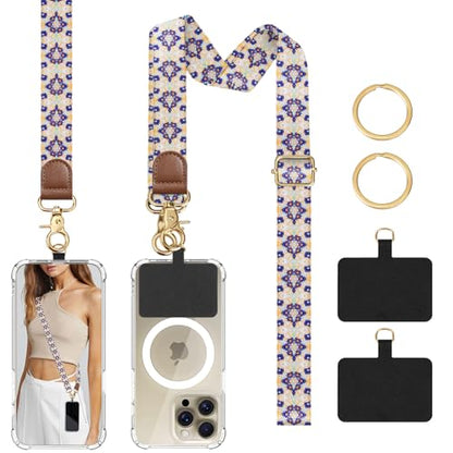 TiMOVO Phone Lanyard Crossbody Wrist Strap, Adjustable Anti-Theft Strap for Smartphone Case - color: Bohemian Motif