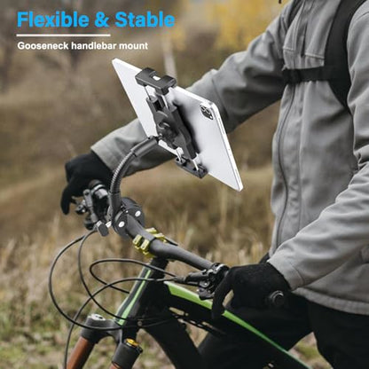 Handlebar Tablet Holder for Bike Pram Moto Wheel Chair, Metal Gooseneck Arm