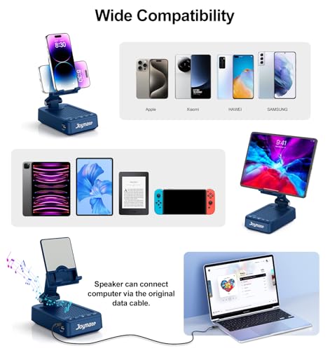 Gifts for Men Women, Bluetooth Speaker Phone Stand with Charging Function 360° Rotable Adjustable Cell Phone Holder HD Surround Sound for Desk Fits All Phones,Tablet (Blue) - color: Blue