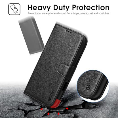 Arae Compatible with iPhone 17 Case Wallet with Card Holder, Wristlet Strap Wallet Flip Cover for iPhone 17 6.1 inch Men/Women, RFID Blocking, Kickstand, Litchi Black - color: Litchi Black, size: iPhone 17 6.1 inch