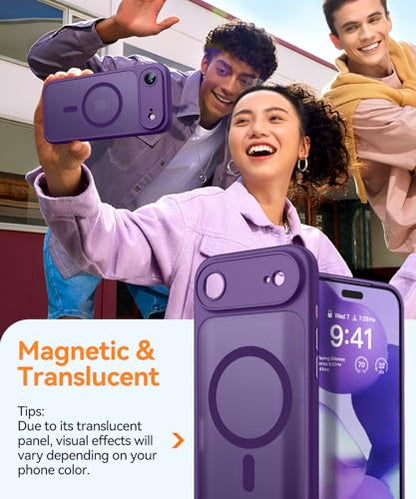 CANSHN Magnetic Compatible with iPhone Air Case(6.5 Inch), Upgraded [Full Camera Protection] [Compatible with Magsafe] [Translucent Matte] Shockproof Phone Cover for iPhone 17 Air Case,Deep Purple - color: Deep Purple, size: iPhone Air (6.9 Inch,1 Lens)