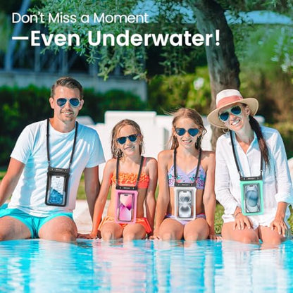 Niveaya Double Space Waterproof Phone Pouch - 2 Pack, Waterproof Phone Lanyard Case with iPhone 17/16/15/14/13 Pro Max up to 8.3", Phone Dry Bags for Vacation Beach Pool Kayak Cruise Travel Essentials - color: Black+ Teal, size: Medium 8.3"