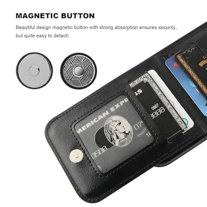 KIHUWEY for iPhone 16 Pro Wallet Case Card Holder Kickstand, Black | Credit Card Slots, PU Leather, Magnetic Clasp, Flip Heavy Duty Protection Cover for Men and Women - color: Black