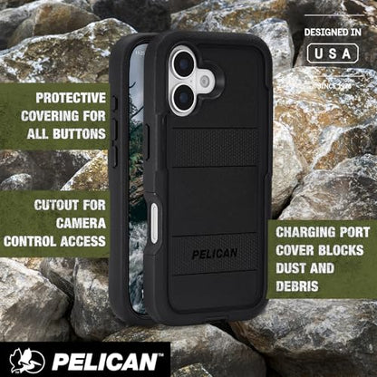 Pelican Voyager iPhone 17 Case - Rugged MagSafe Phone Case - Black | Magnetic Phone Case w/24ft Military Grade Drop Protection - Phone Cover w/ Belt Clip Holster Kickstand for iPhone 17 - color: Voyager - Black, style: iPhone 17