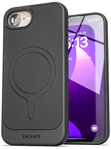 Encased Thin Armor for iPhone 16e / iPhone 17e Case with Belt Clip (Compatible with MagSafe), Slim Flexible Magnetic Cover with Rotating Holster (Matte Black) - size: iPhone 16e