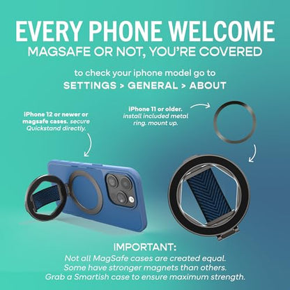 Smartish MagSafe Phone Grip, Quickstand, Kickstand Ring Holder, Blue - color: Blues on the Green