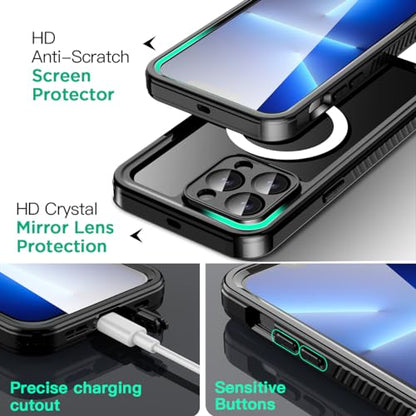 AICase iPhone 13 Pro Case Waterproof with MagSafe Clear Snowproof,Dustproof and Shockproof,IP68 Certified Full Body 360 Protection Fully Sealed Underwater Cover for iPhone 13 Pro 6.1" - color: iphone 13 Pro Waterproof Case