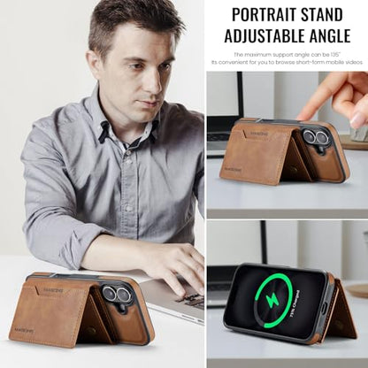 K2 2 in 1 Detachable Magnetic Phone Cases Compatible with iPhone 17 Case with Card Holder RFID Blocking, Compatible with Magsafe Wallet, Leather 6.3'' (Brown, iPhone 17) - color: Brown, size: iPhone 17