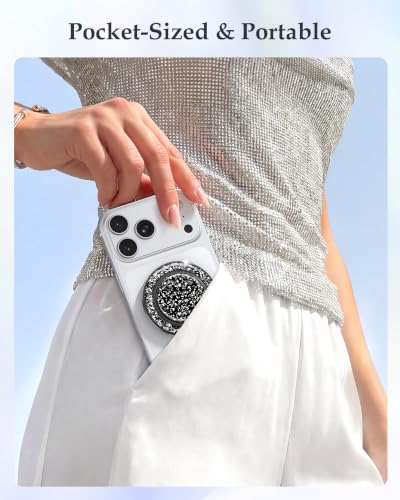 SYNCWIRE for MagSafe Phone Grip, Sparkly Magnetic Phone Ring Holder - color: Glitter Black