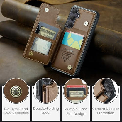Kowauri for Samsung Galaxy S26 Case, PU Leather Wallet Case for Women Men with RFID Blocking Card Holder Slot Magnetic Closure Shockproof Protective Phone Cover for Samsung Galaxy S26 (Brown) - color: Brown