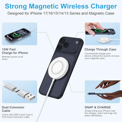 Magnetic Charger Wireless Fast Charging Pad for Samsung Galaxy Z Flip/Fold8 - color: White