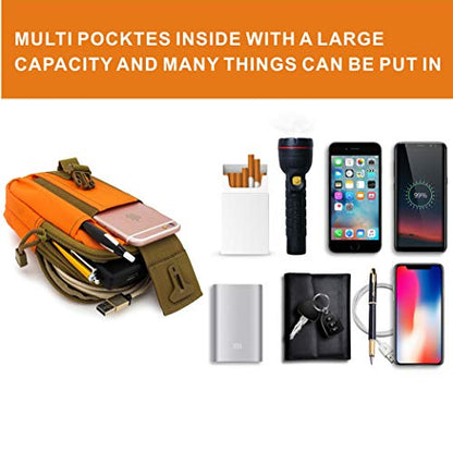 Tactical Waist Pouch EDC Molle Waist Bag Belt Phone Pouch Holster Purse Carrying Pouch for Smartphone, Tools - color: Orange