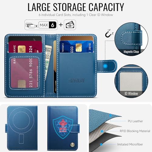 for Magsafe Magnetic Phone Wallet Card Holder, Elegant Blue - color: Elegant Dark Blue