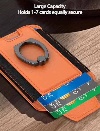 for Magsafe Wallet with Grip, 6-Card Holder; Stronger Magnetic Phone Wallet - color: Orange