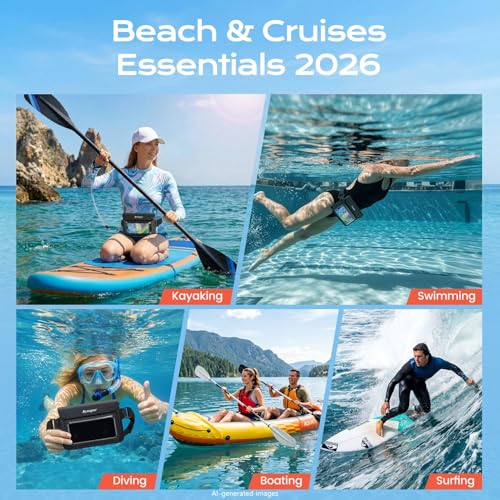 Rynapac 2 Pack Waterproof Fanny Pack, IPX8 Double Space Phone Pouch Dry Bag | Touch Screen, Waterproof Bags for Phone Passport Wallet Purse Women Men, Beach Cruise Swimming Kayaking Essentials - color: Black+Black