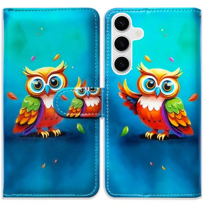 Bcov Case for Galaxy S26,Cute Owl Blue Leather Flip Phone Case Wallet Cover with Card Slot Holder Kickstand for Samsung Galaxy S26 - color: Cute Owl Blue