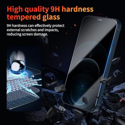 Privacy Screen Protector for iPhone 12 Pro Max 6.7 Inch 3 Pack, Tempered Glass Film Anti-spy Scratch Resistant 9H Hardness Case Friendly - size: iPhone 12 Pro Max