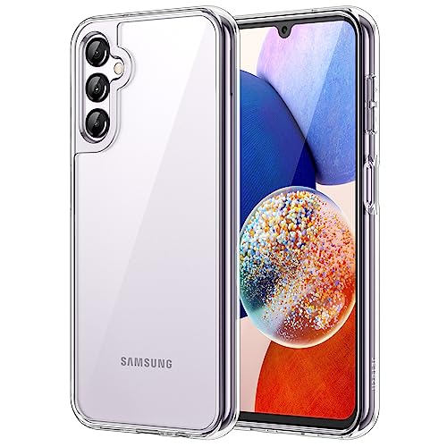 JETech Case for Samsung Galaxy A14, Anti-Yellowing, Clear | Shockproof Protection, Scratch Resistant Hard PC Back, Durable Transparent TPU Bumper - color: Clear, size: Galaxy A14